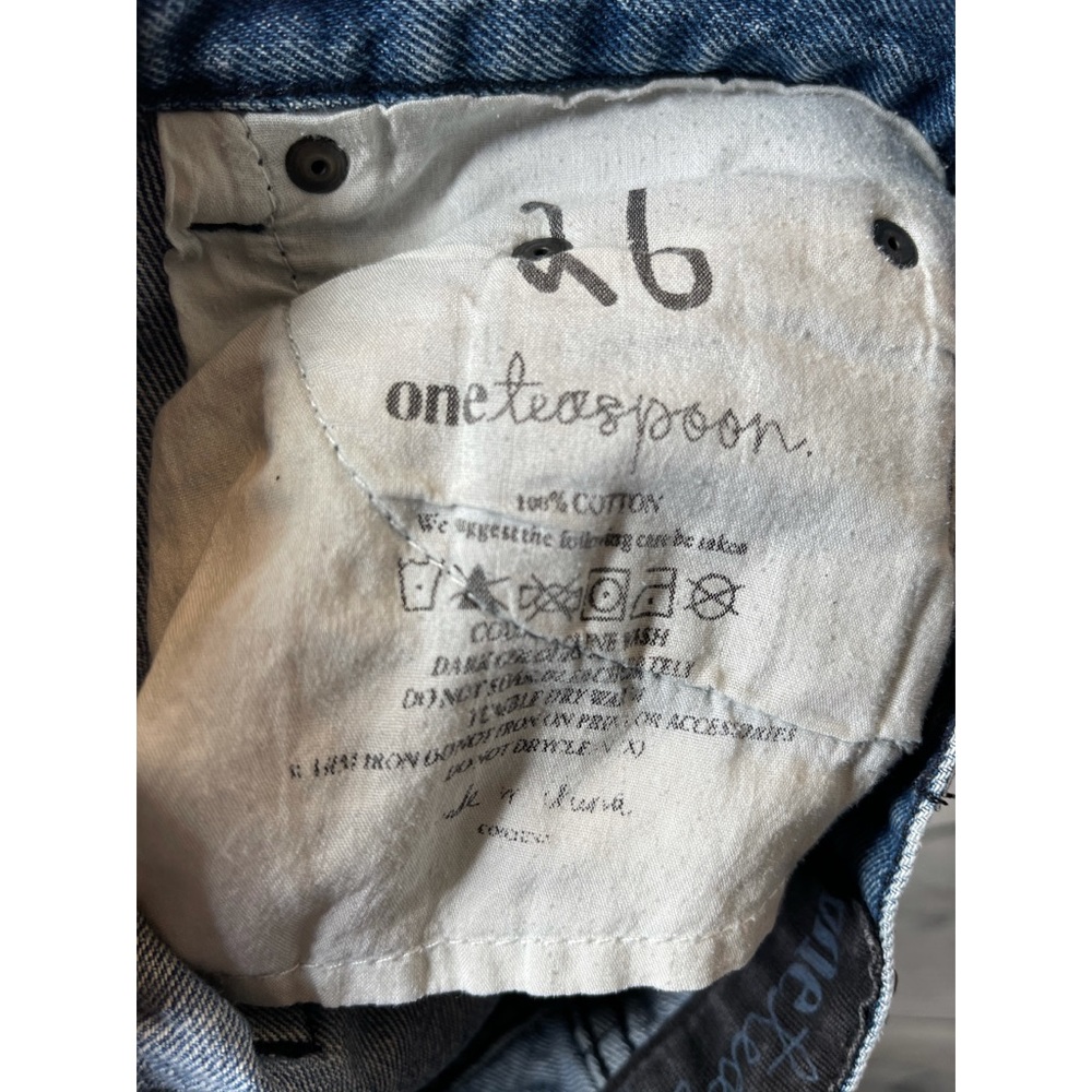 One Teaspoon Distressed High Waist Denim Jean Shorts Cut Off Frayed Hem Sz 26 - Picture 10 of 11